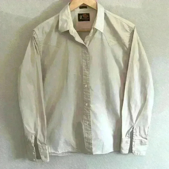 Vintage Kenny Rogers Western Yoke Long Sleeve Cream/Tan Button Down Shirt Mens40 - Picture 1 of 6